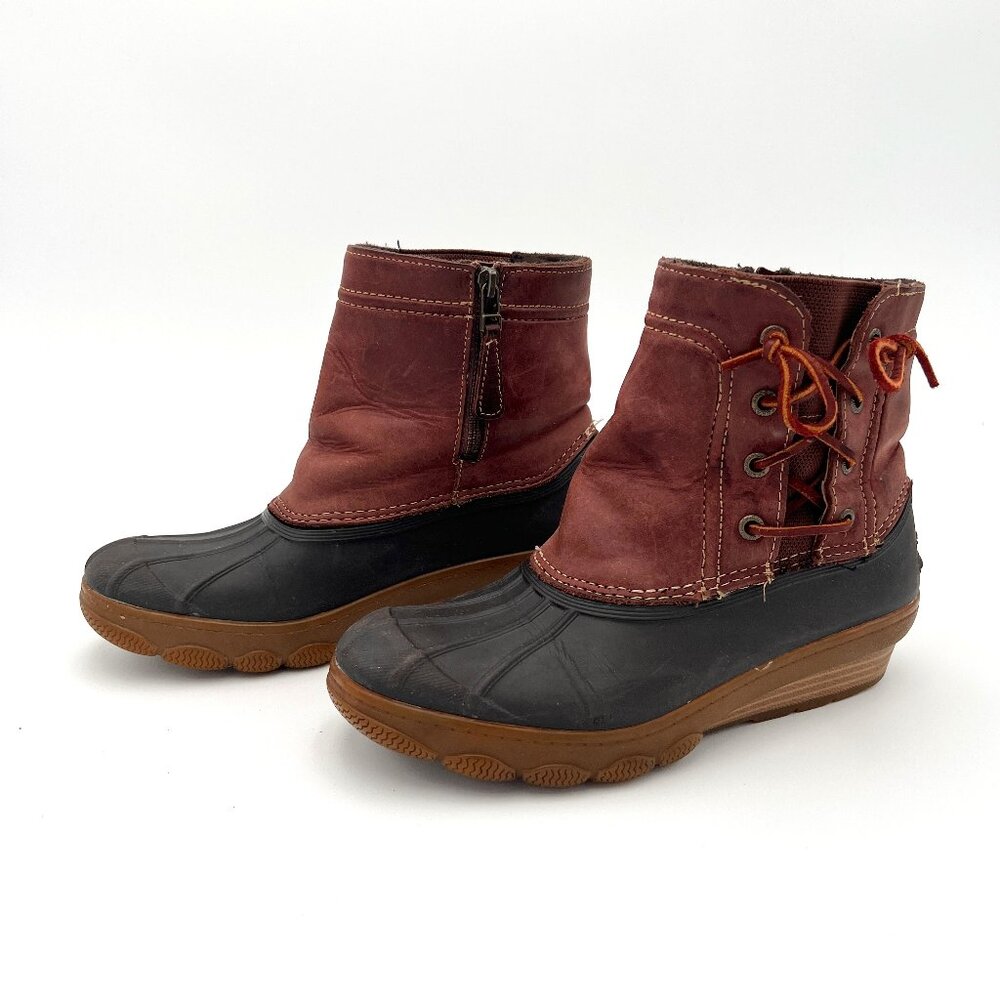 Sperry Saltwater waterproof duck boots size 7 red brown